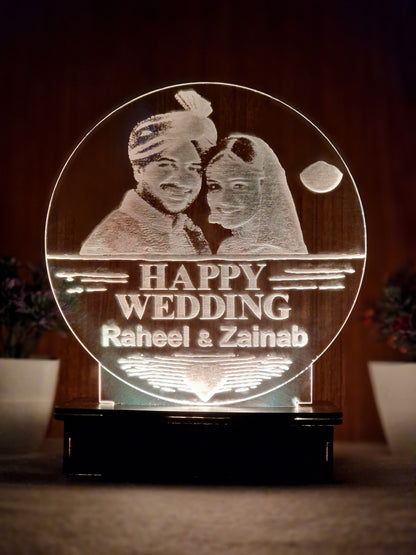 P4-  Happy Wedding Customized Picture Illusion Lamp