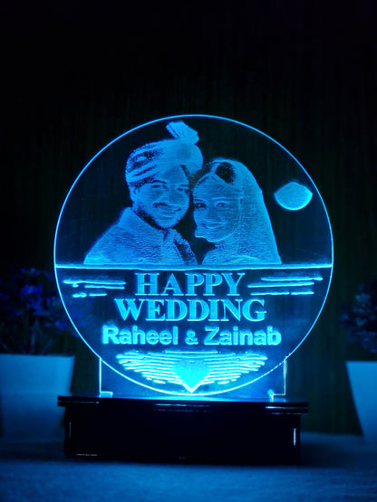 P4-  Happy Wedding Customized Picture Illusion Lamp