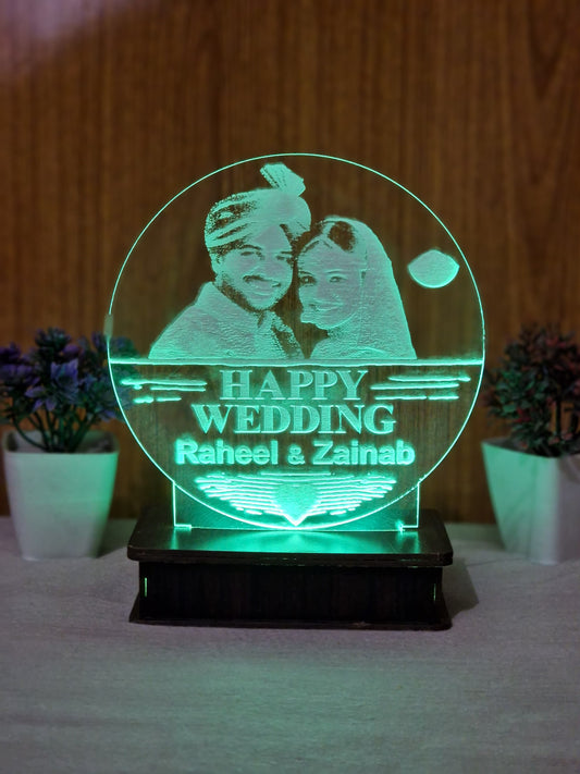 P4-  Happy Wedding Customized Picture Illusion Lamp