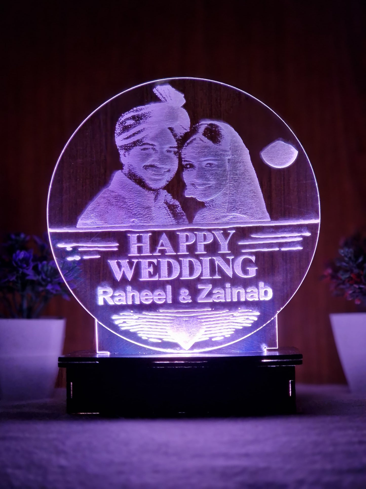 P4-  Happy Wedding Customized Picture Illusion Lamp