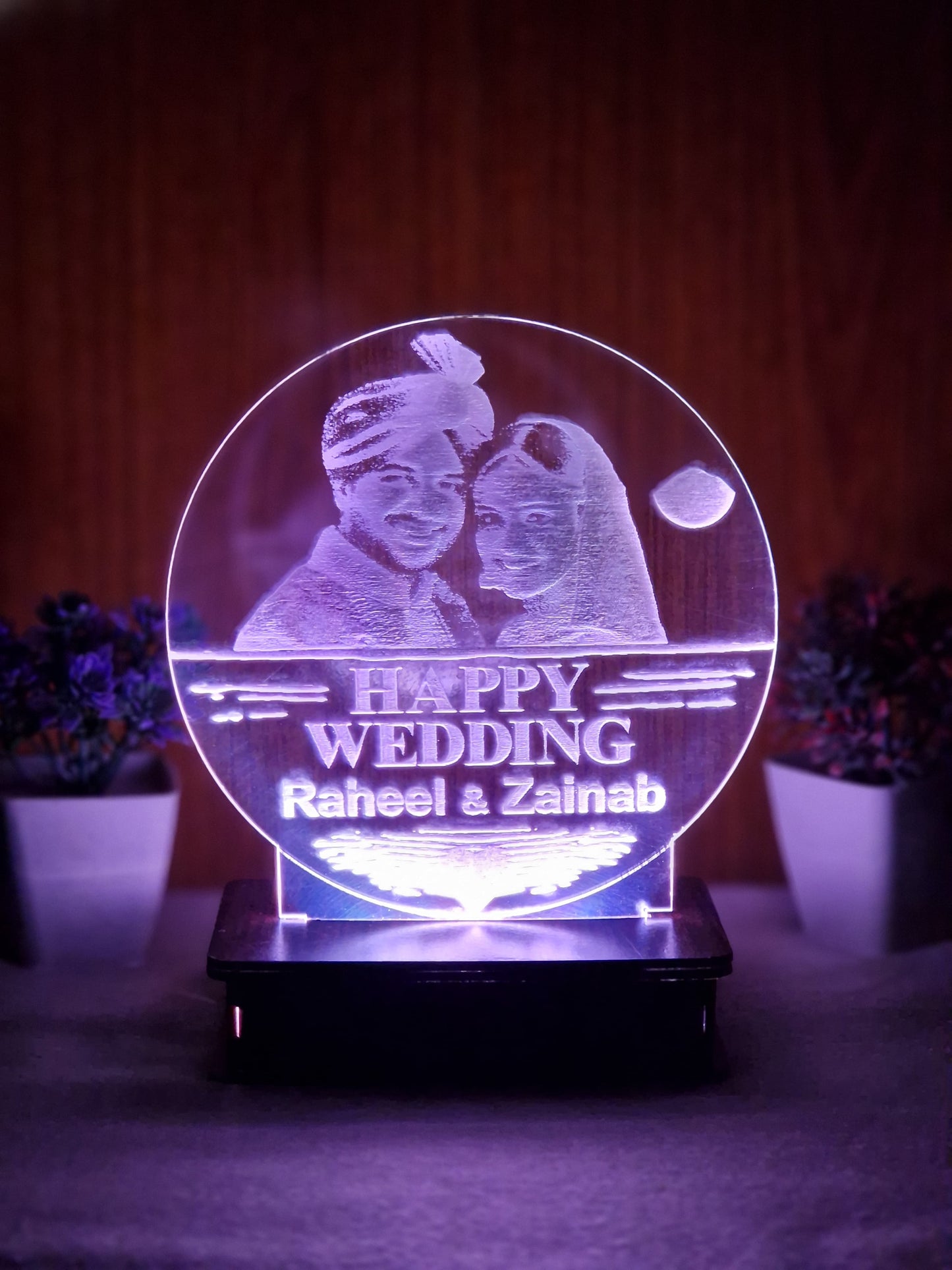 P4-  Happy Wedding Customized Picture Illusion Lamp