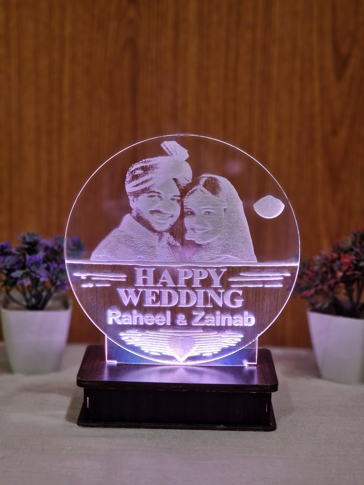 P4-  Happy Wedding Customized Picture Illusion Lamp