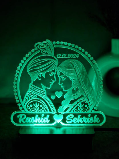 Groom Bride Customised Illusion Lamp