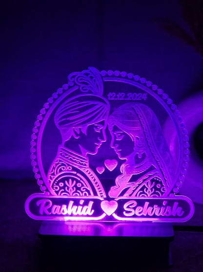 Groom Bride Customised Illusion Lamp