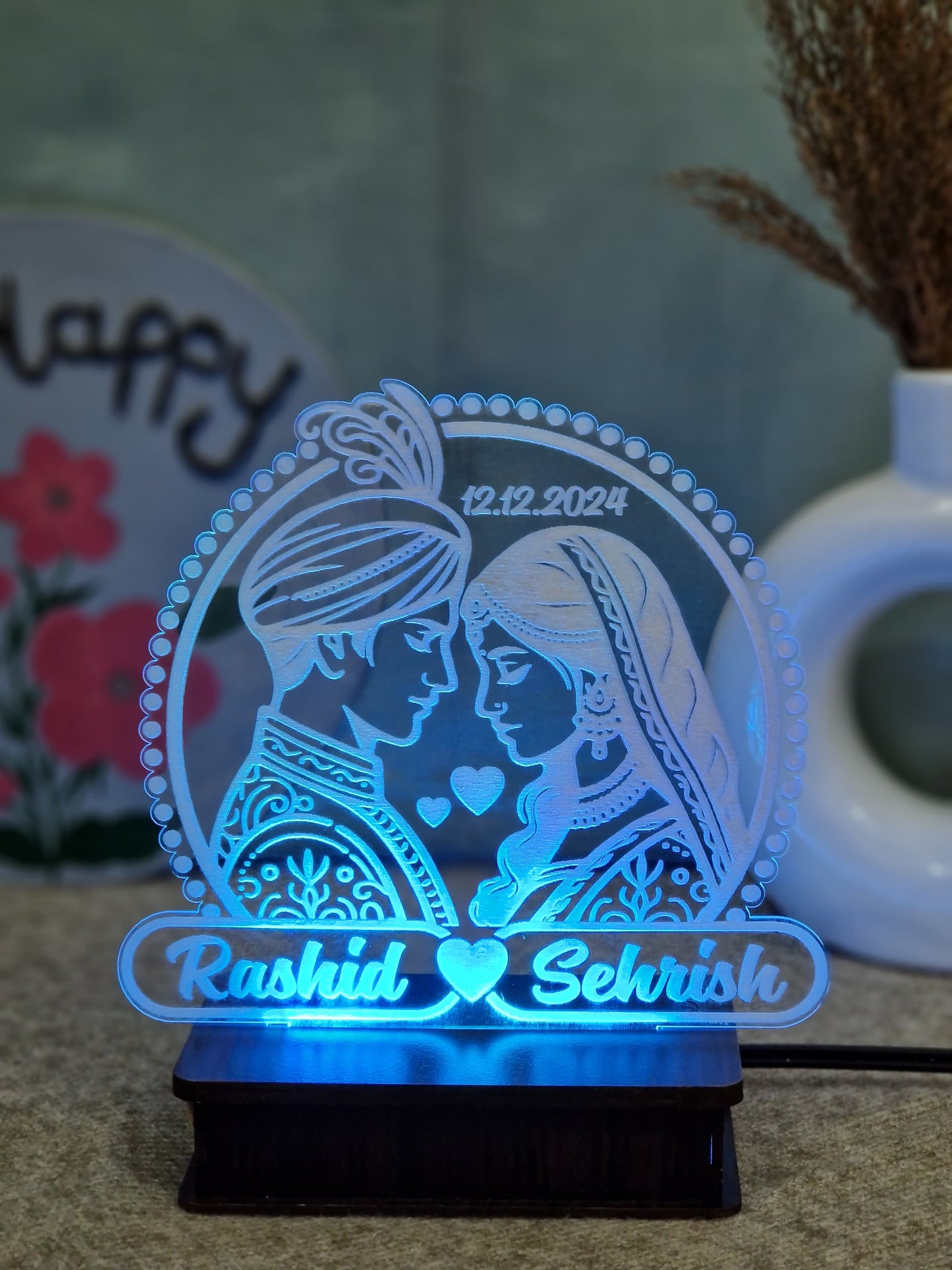 Groom Bride Customised Illusion Lamp