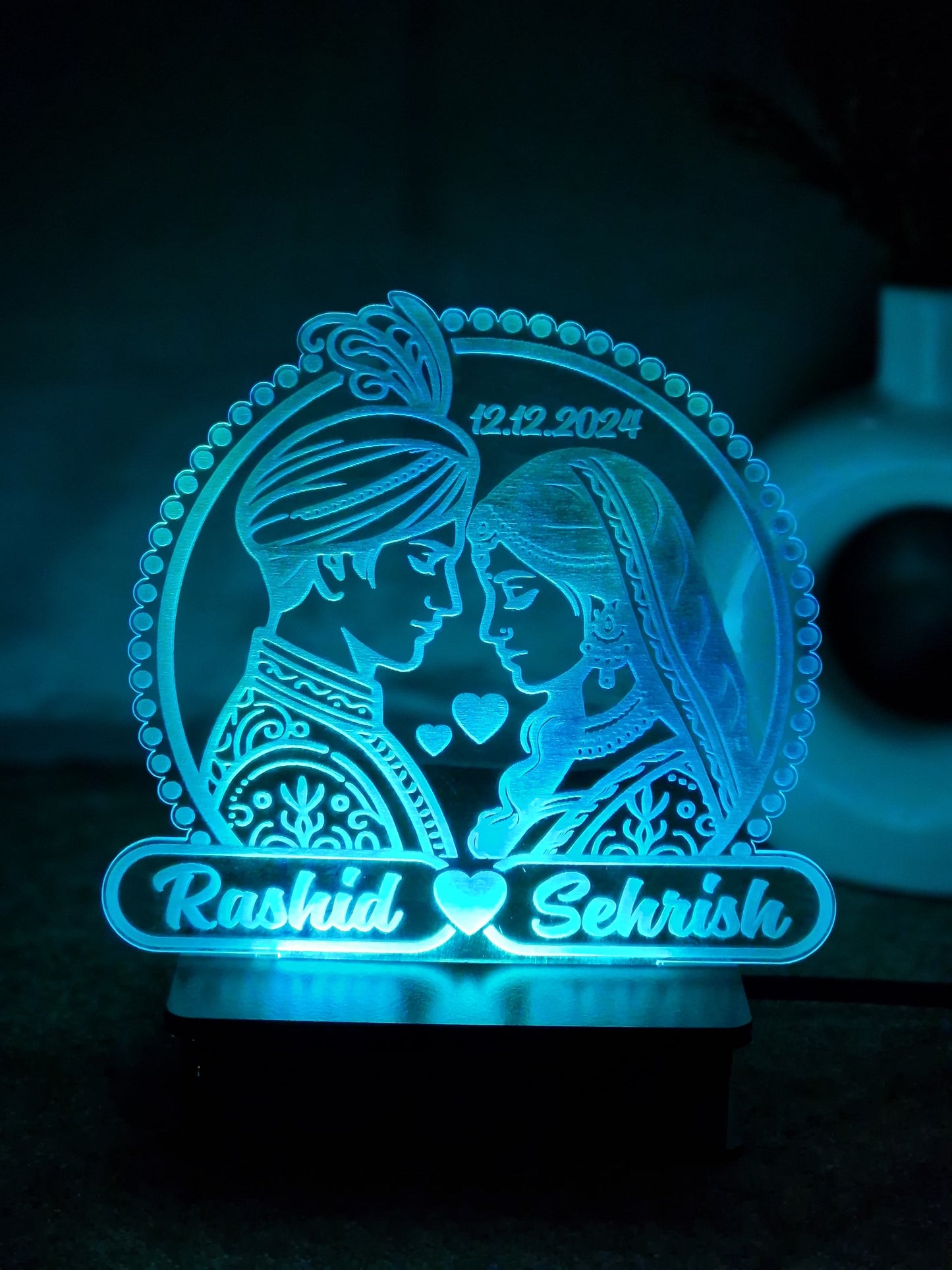 Groom Bride Customised Illusion Lamp