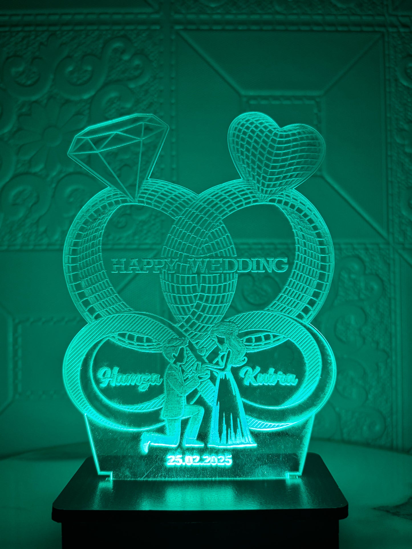 065-Wedding Rings 3D Illusion Lamp