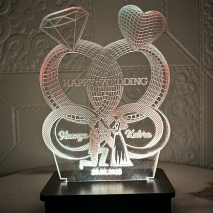 065-Wedding Rings 3D Illusion Lamp