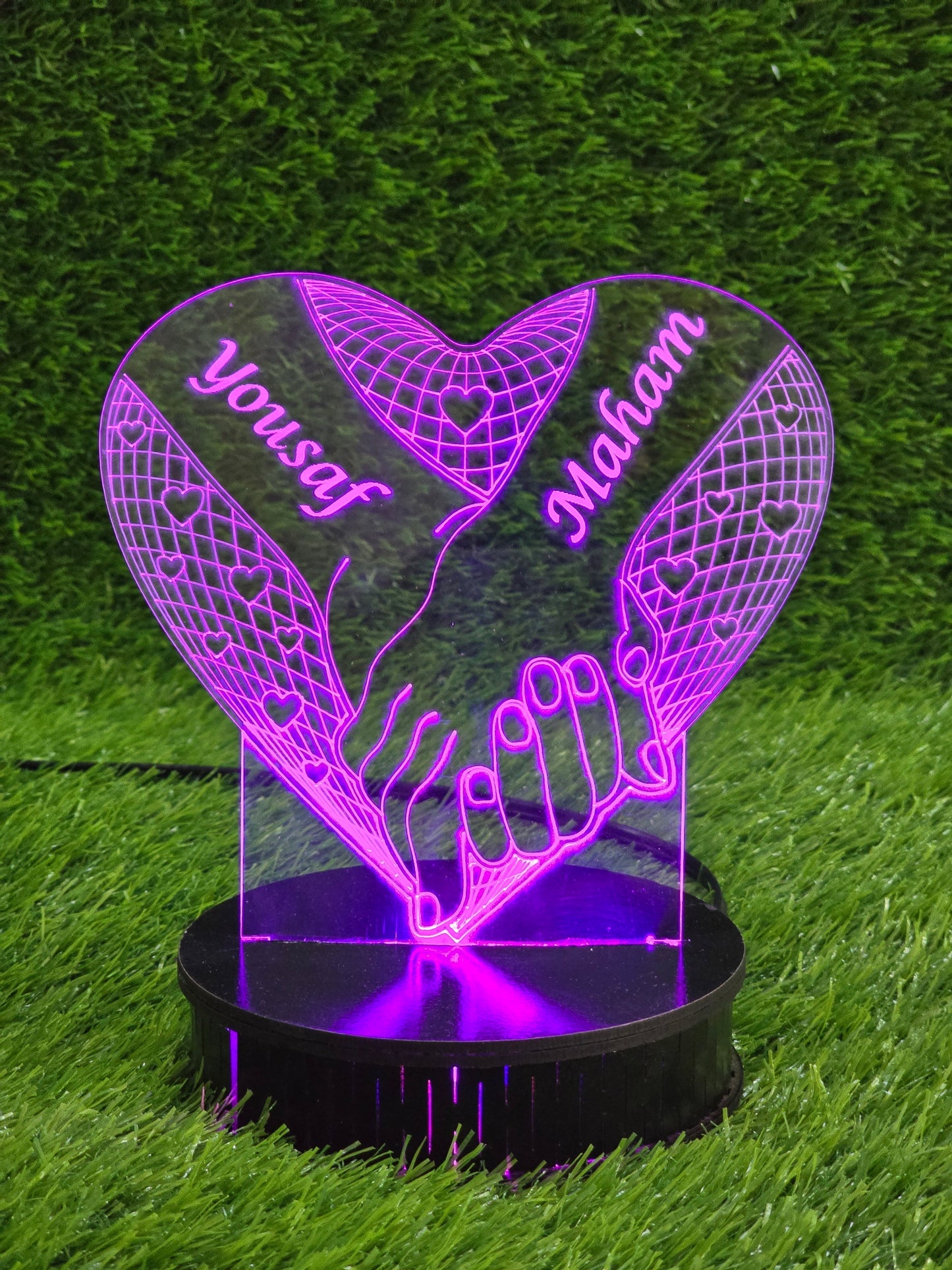 3D Love Hands Customised Illusion Lamp